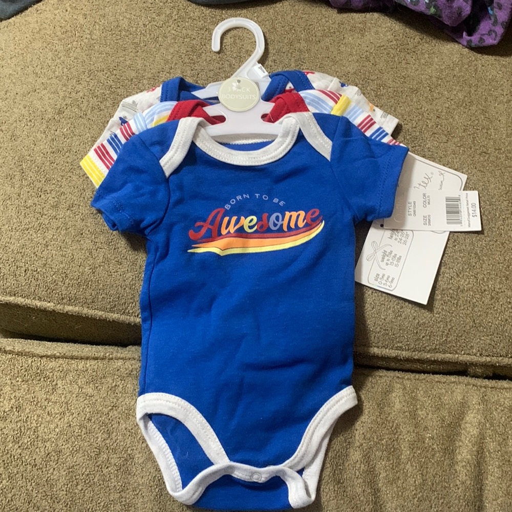 3 pack baby body suits 3-6 months